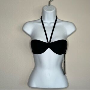 NWT All Saints Sofia Bikini Swim Halter Bandeau Top Black XS